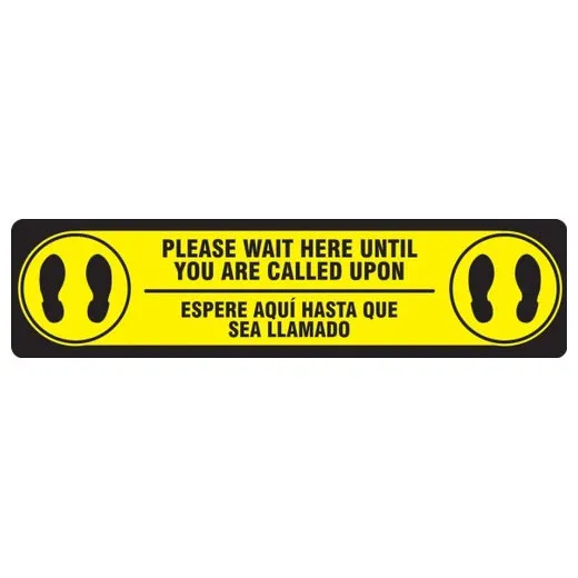 Accuform SBPSR292 6"" x 24"" Slip-Gard Floor Sign: Please Wait Here Until You Are Called Upon, Bilingual - Spanish/English