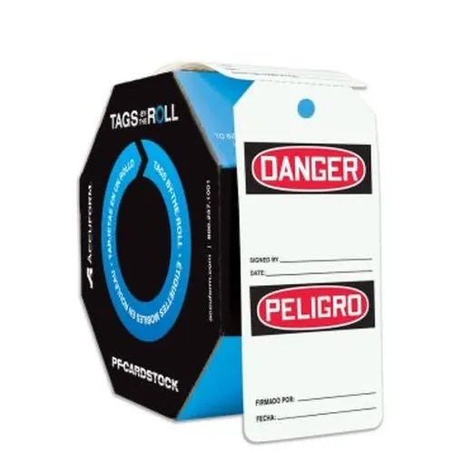 Accuform SBTAR423 OSHA Danger Tags By-The-Roll: Blank, Bilingual - Spanish/English, 250 PER ROLL