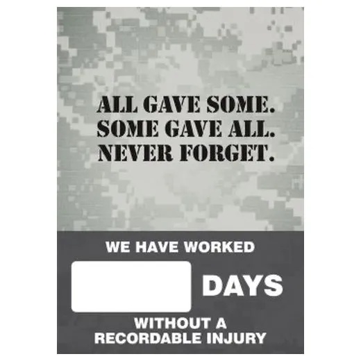 Accuform SCC721 28"" x 20"" Digi-Day Magnetic Faces: All Gave Some - Some Gave All - Never Forget, Magnetic Face Only