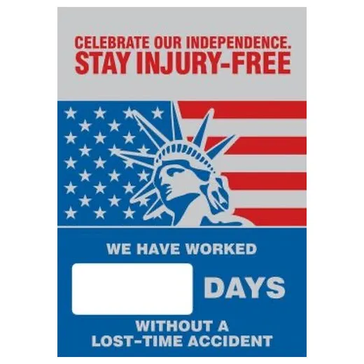 Accuform SCC724 28"" x 20"" Digi-Day Magnetic Faces: Celebrate Our Independence - Stay Injury-Free, Magnetic Face Only