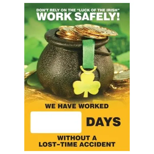 Accuform SCC727 28"" x 20"" Digi-Day Magnetic Faces: Don't Rely On The Luck Of The Irish, Magnetic Face Only