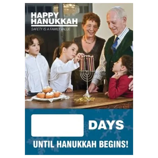 Accuform SCC729 28"" x 20"" Digi-Day Magnetic Faces: Happy Hanukkah - Safety Is A Family Value - _ Days Until Hanukkah Begins!, Magnetic Face Only