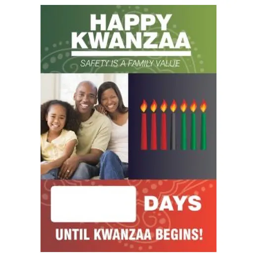 Accuform SCC730 28"" x 20"" Digi-Day Magnetic Faces: Happy Kwanzaa - Safety Is A Family Value - _ Days until Kwanzaa Begins, Magnetic Face Only