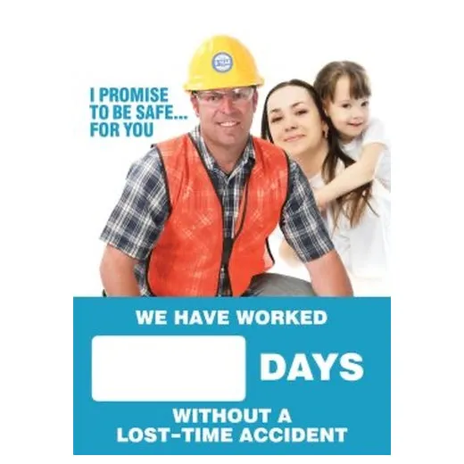 Accuform SCC731 28"" x 20"" Digi-Day Magnetic Faces: I Promise To Be Safe For You - We Have Worked _ Days Without A Lost Time Accident, Magnetic Face Only