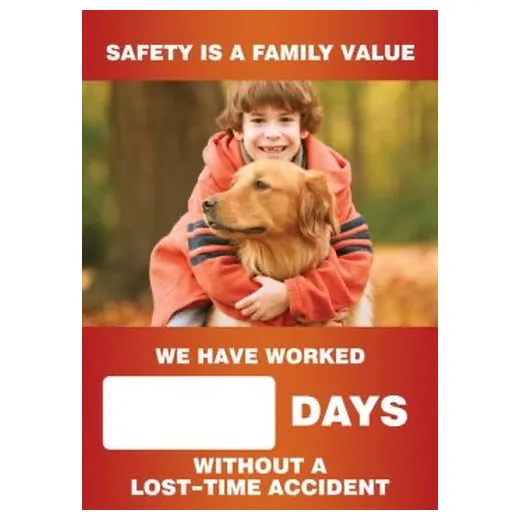 Accuform SCC734 28"" x 20"" Digi-Day Magnetic Faces: Safety Is A Family Value (Autumn Theme) - WE Have Worked _ Days Without A Lost Time Accident, Magnetic Face Only