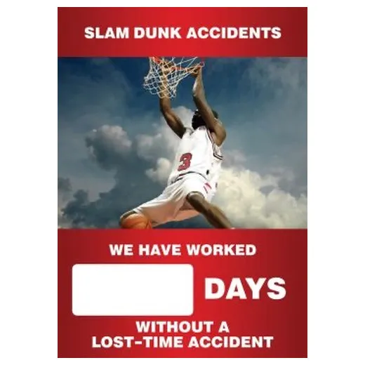 Accuform SCC739 28"" x 20"" Digi-Day Magnetic Faces: Slamdunk Accidents - We Have Worked _ Days Without A Lost Time Accident, Magnetic Face Only