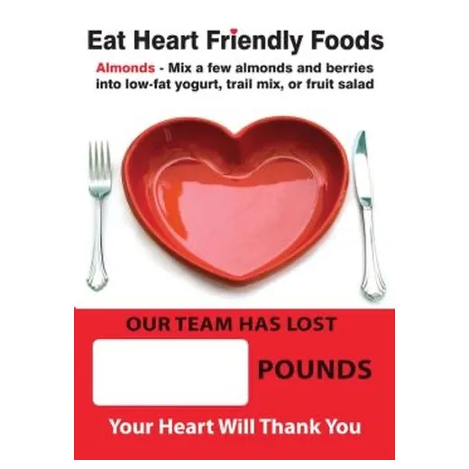 Accuform SCC742 28"" x 20"" Digi-Day Magnetic Faces: Eat Heart Friendly Foods - Our Team Has Lost _ Pounds - Your Heart Will Thank You, Magnetic Face Only