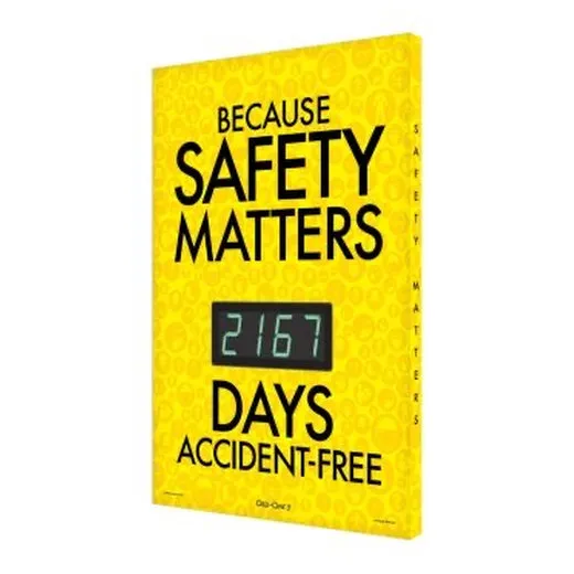 Accuform SCK167 28"" x 20"" Digi-Day Electronic Safety Scoreboards: Because Safety Matters, Aluminum Face