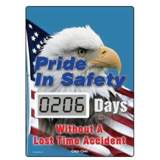 Accuform SCL206 14"" x 10"" Mini Digi-Day Electronic Scoreboards: Pride In Safety - _ Days Without A Lost Time Accident