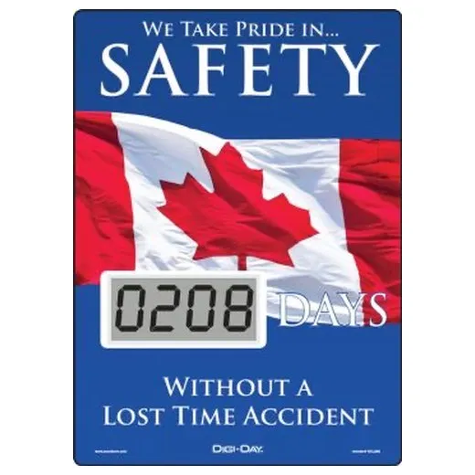Accuform SCL208 14"" x 10"" Mini Digi-Day Electronic Scoreboards: We Take Pride In Safety - _ Days Without A Lost Time Accident