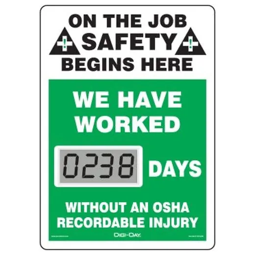 Accuform SCL238 14"" x 10"" Mini Digi-Day Electronic Scoreboards: We Have Worked _ Days Without An OSHA Recordable Injury