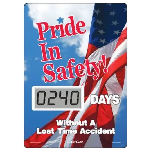 Accuform SCL240 14"" x 10"" Mini Digi-Day Electronic Scoreboards: Pride In Safety: _ Days Without A Lost Time Accident