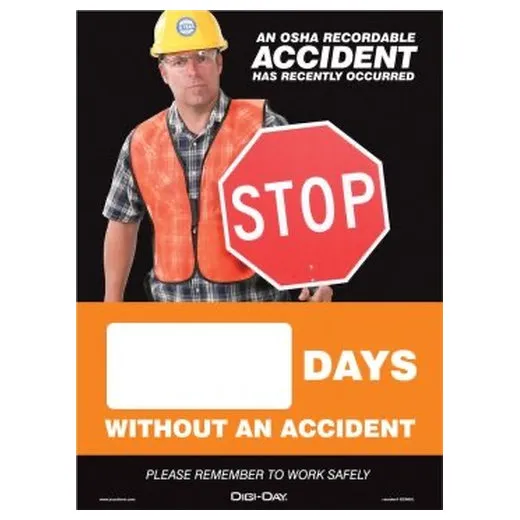 Accuform SCN401 Mini Digi-Day Magnetic Faces: An OSHA Recordable Accident Has Recently Occurred - _ Days Without An Accident - Please Remember To Work Safely, Magnetic Face Only