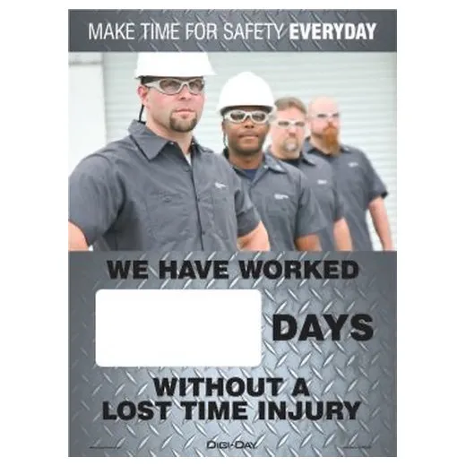 Accuform SCN405 14"" x 10"" Mini Digi-Day Magnetic Faces: Make Time For Safety Everyday - We Have Worked _ Days Without A Lost Time Injury