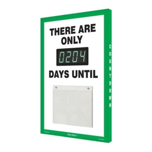 Accuform SCP104 28"" x 20"" Countdown Digi-Day Electronic Scoreboards: There Are Only _ Days Until (green trim), Aluminum Face