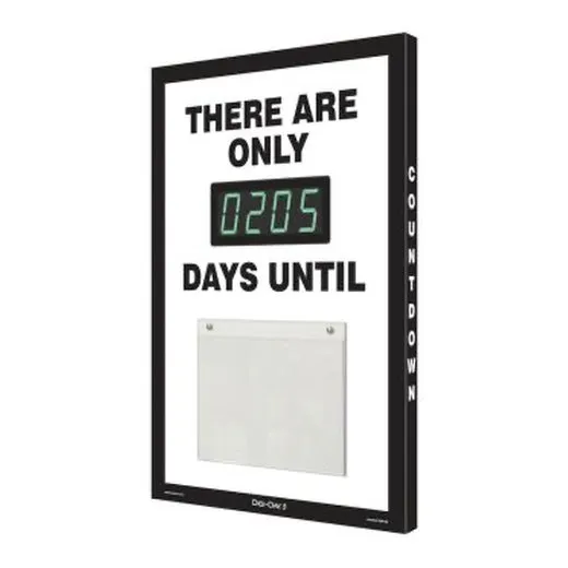 Accuform SCP105 28"" x 20"" Countdown Digi-Day Electronic Scoreboards: There Are Only _ Days Until (Black Trim), Aluminum Face