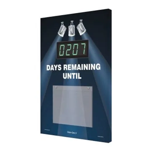 Accuform SCP107 28"" x 20"" Countdown Digi-Day Electronic Scoreboards: _ Days Remaining Until (With Spotlight), Aluminum Face