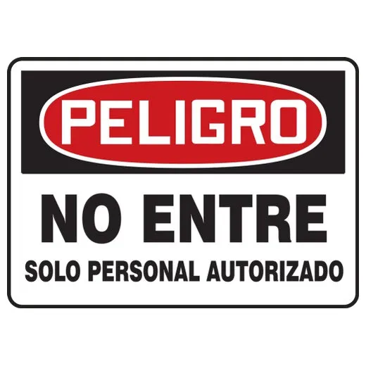 Accuform SHMADM156VP 7"" x 10"" OSHA Danger Safety Sign: Do Not Enter Authorized Personnel Only, Plastic, Spanish