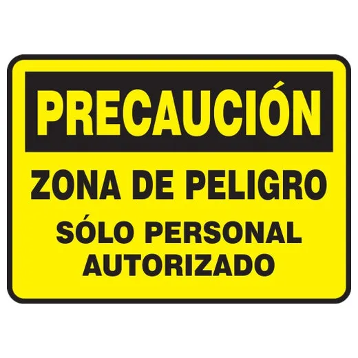 Accuform SHMADM632XT 7"" x 10"" OSHA Caution Safety Sign: Hazardous Area Authorized Personnel Only, Dura-Plastic, Spanish