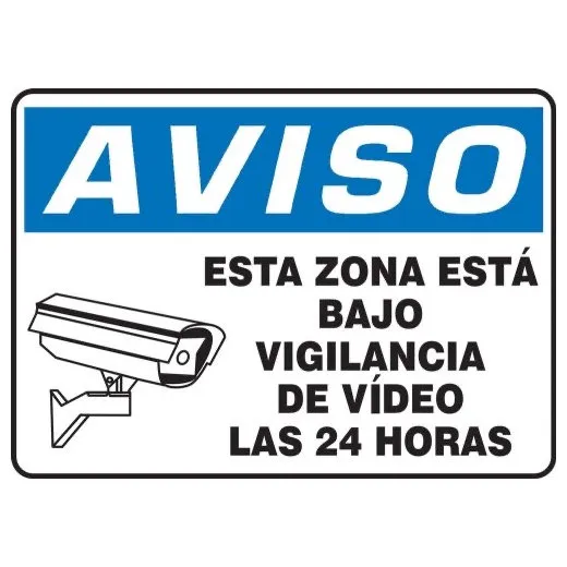 Accuform SHMASE806XP 7"" x 10"" OSHA Notice Safety Sign: This Area Is Under 24 Hour Video Surveillance, Accu-Shield, Spanish