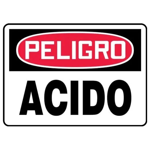 Accuform SHMCHL208XL 14"" x 20"" OSHA Danger Safety Sign: Acid, Aluma-Lite, Spanish