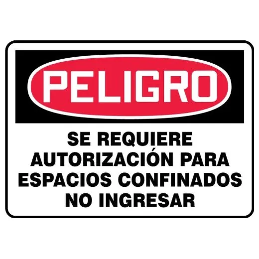 Accuform SHMCSP026XP 10"" x 14"" OSHA Danger Safety Sign: Confined Space - Permit Required - Do Not Enter, Accu-Shield, Spanish