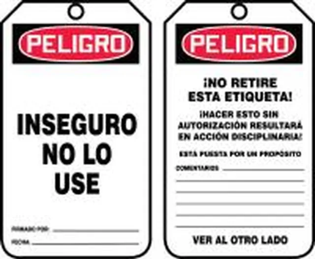 Accuform SHMDT126PTP OSHA Danger Safety Tag: Unsafe - Do Not Use