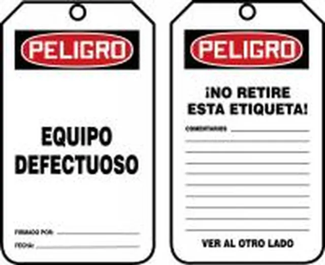 Accuform SHMDT229LTP OSHA Danger Safety Tag: Defective Equipment