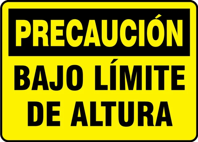 Accuform SHMEQM617VS 7"" x 10"" OSHA Caution Safety Sign: Low Overhead Clearance