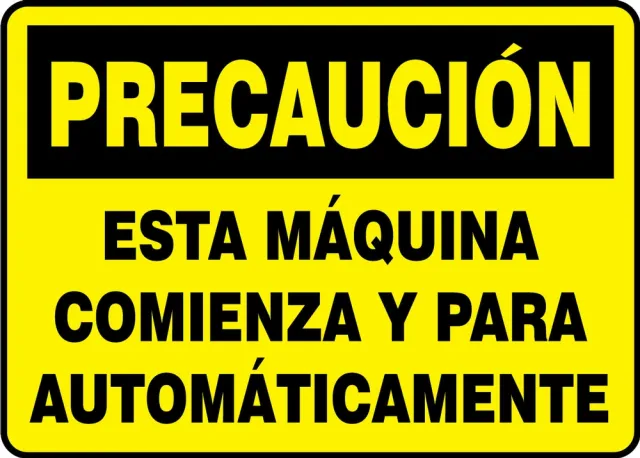 Accuform SHMEQM720XP 7"" x 10"" OSHA Caution Safety Sign - This Machine Starts and Stops Automatically