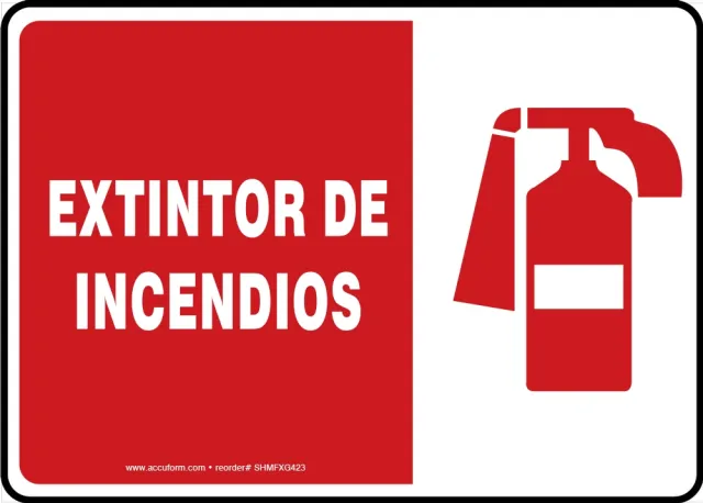Safety Sign, Text Legend, Legend EXTINTOR DE INCENDIOS, 0055 in Plastic, 7 in Height, 10 in Width