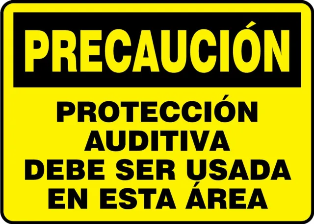Accuform SHMPPA602VS 7"" x 10"" OSHA Caution Safety Sign: Ear Protection Must Be Worn In This Area