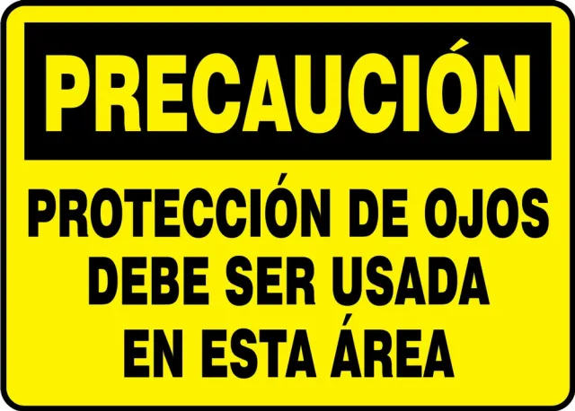 Accuform SHMPPA605VS 7"" x 10"" OSHA Caution Safety Sign: Eye Protection Must Be Worn In This Area