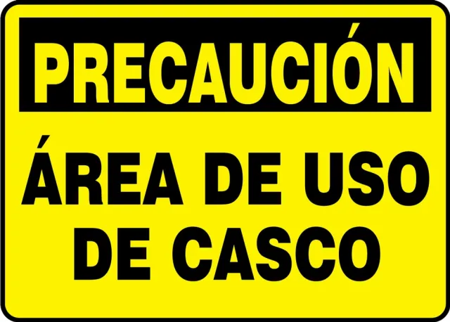 Accuform SHMPPA612XP 7"" x 10"" OSHA Caution Safety Sign: Hard Hat Area