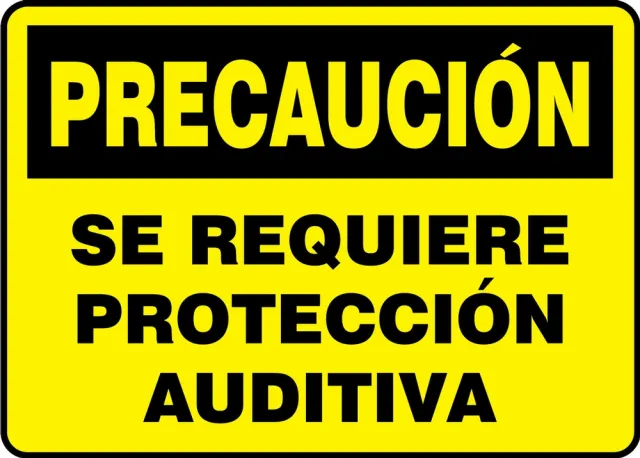 Accuform SHMPPE792XV 7"" x 10"" OSHA Caution Safety Sign: Hearing Protection Required