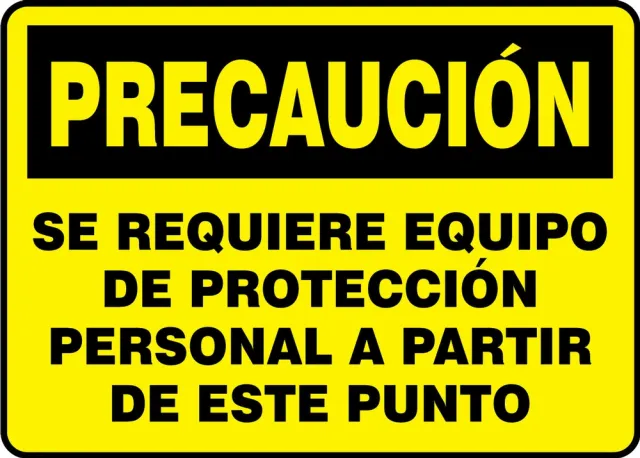Accuform SHMPPE796VS 7"" x 10"" OSHA Caution Safety Sign: Personal Protective Equipment Required Beyond This Point