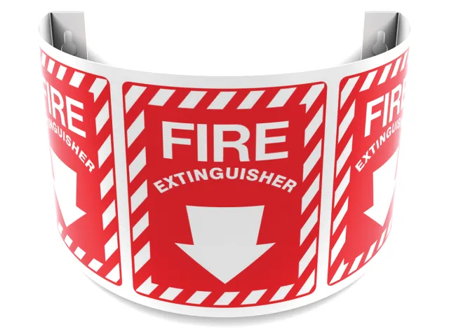 Accuform SHPSJ108 180D Projection Safety Sign: Fire Extinguisher