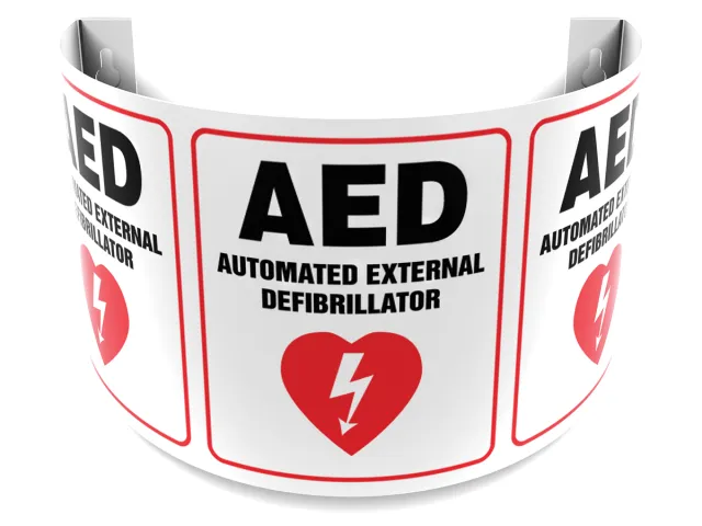 Accuform SHPSJ123 180D Projection Sign: AED Automated External Defibrillator