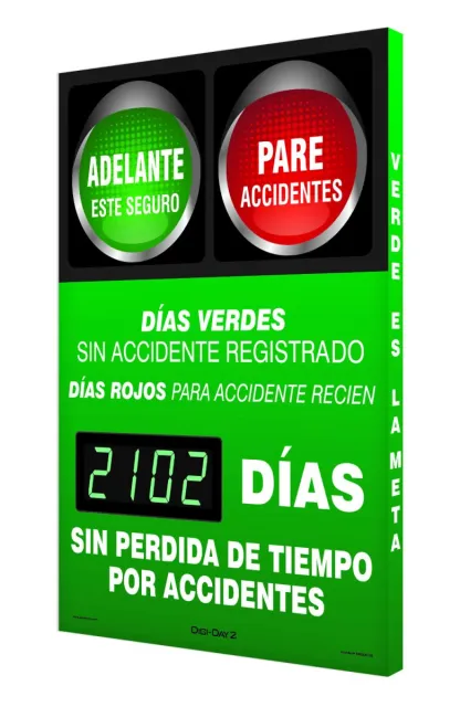 Accuform SHSCK102 28"" x 20"" Digi-Day Electronic Safety Scoreboards: Green Days Mean No Recordable Accidents Red Days for Recent Accident __ Days