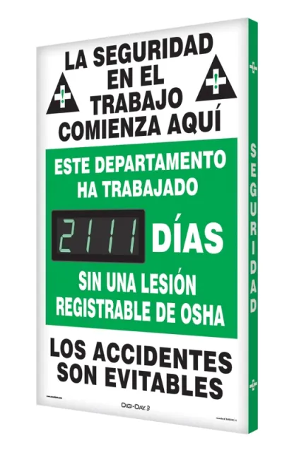 Accuform SHSCK111 28"" x 20"" Digi-Day Electronic Scoreboards: This Department Has Worked _Days Without An OSHA Recordable Injury