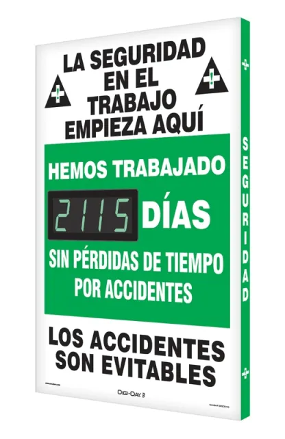 Accuform SHSCK115 28"" x 20"" Digi-Day Electronic Safety Scoreboards: We Have Worked __Days Without A Lost Time Accident