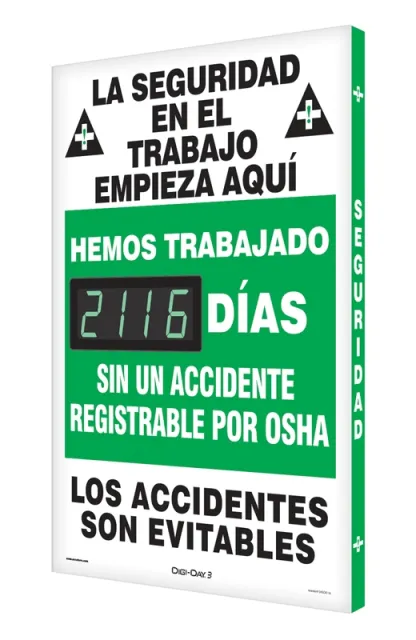 Accuform SHSCK116 28"" x 20"" Digi-Day Electronic Safety Scoreboards: We Have Worked __Days Without An OSHA Recordable Injury