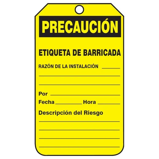Accuform SHTAB105PTP OSHA Caution Safety Tag: Barricade Tag