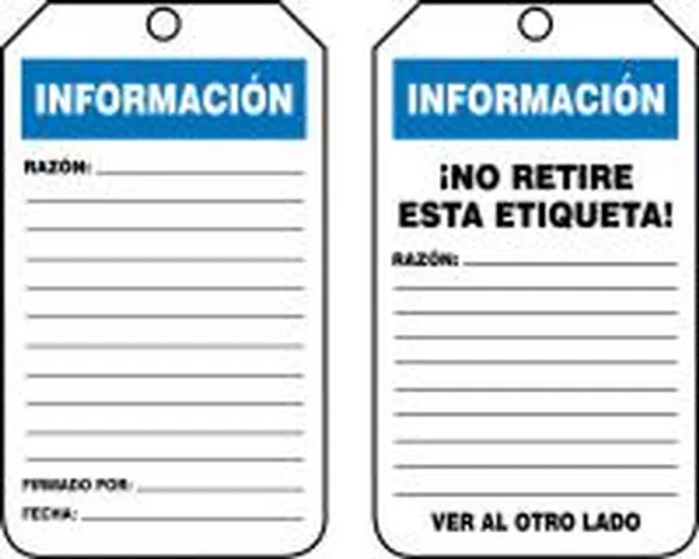 Accuform SHTRS241PTM Information Status Safety Tags: Information