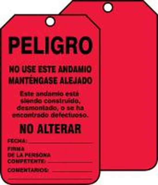 Accuform SHTSS101PTM Scaffold Status Safety Tag: Danger- Do Not Use This Scaffold- Keep Off