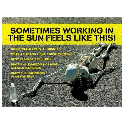 Accuform SP125178J 22"" x 28"" Safety Poster: Sometimes Working in The Sun Feels Like This!