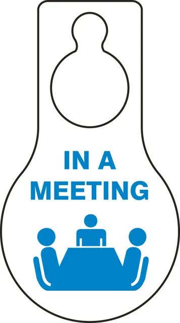 Accuform TAD614 9"" x 5"" Shaped Door Knob Hanger Tag: In A Meeting