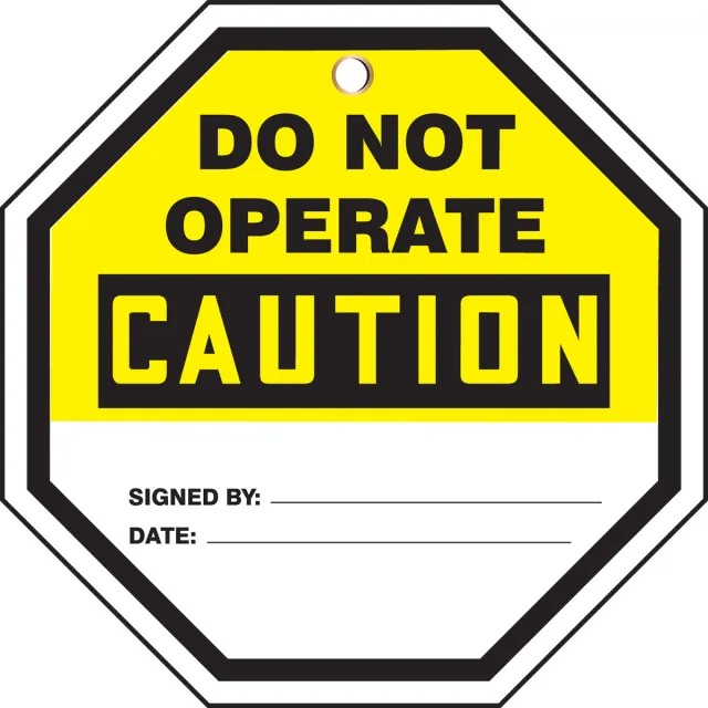 Accuform TAP809PTP 8"" x 8"" Octo-Tags OSHA Caution Safety Tag:Do Not Operate