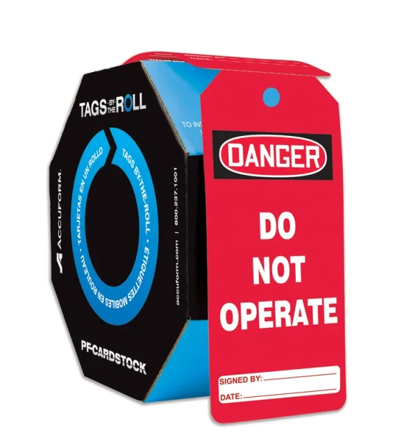 Accuform TAR106 OSHA Danger Tags By-The-Roll: Do Not Operate (Red Background)