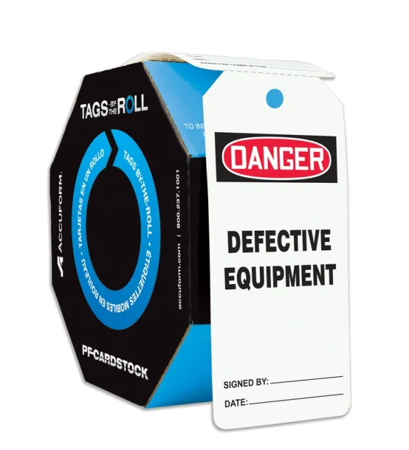 Danger Tag By The Roll, General Safety, Cardstock, 6 1/4 in H x 3 in W, White, Rectangle, 250 PK